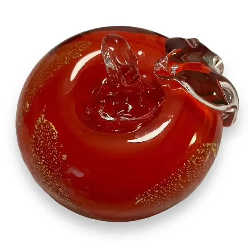Red Apple Art Glass Paperweight
